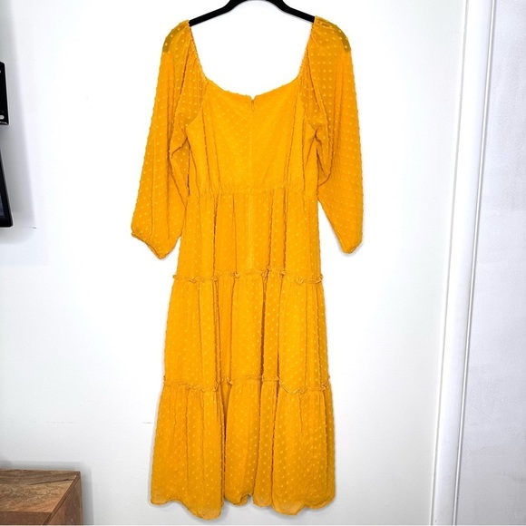 Womens J Crew Tiered Dress Long Sleeve Midi in Swiss Dot Item AG545 Boho Gold - Picture 3 of 9